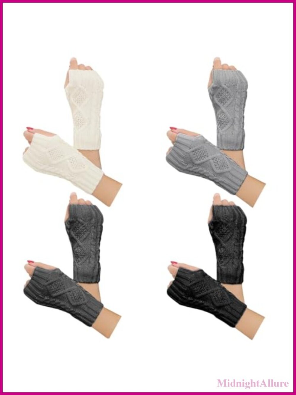 Winter Fingerless Gloves Acrylic Knit Arm Warmers Thumbhole Womens